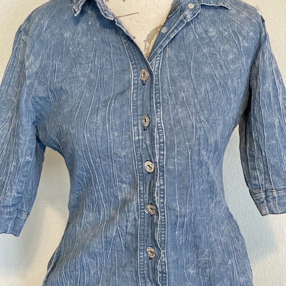 Womens Dress Size Medium Denim Jean Y2k, 80's, 90's Acid Stone Wash Countrycore - Picture 5 of 12